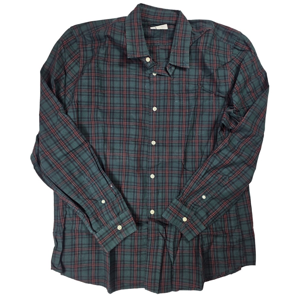 Gap Red Green Plaid Slim Fit Button Up Shirt Men's Size XL